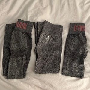 BNWOT Gymshark Marled Grey & Pink Leggings Set of 3